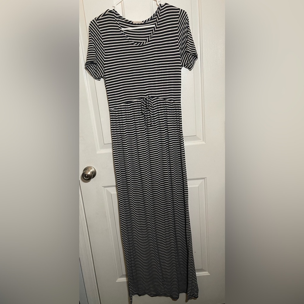 Black and White Striped Maxi Dress